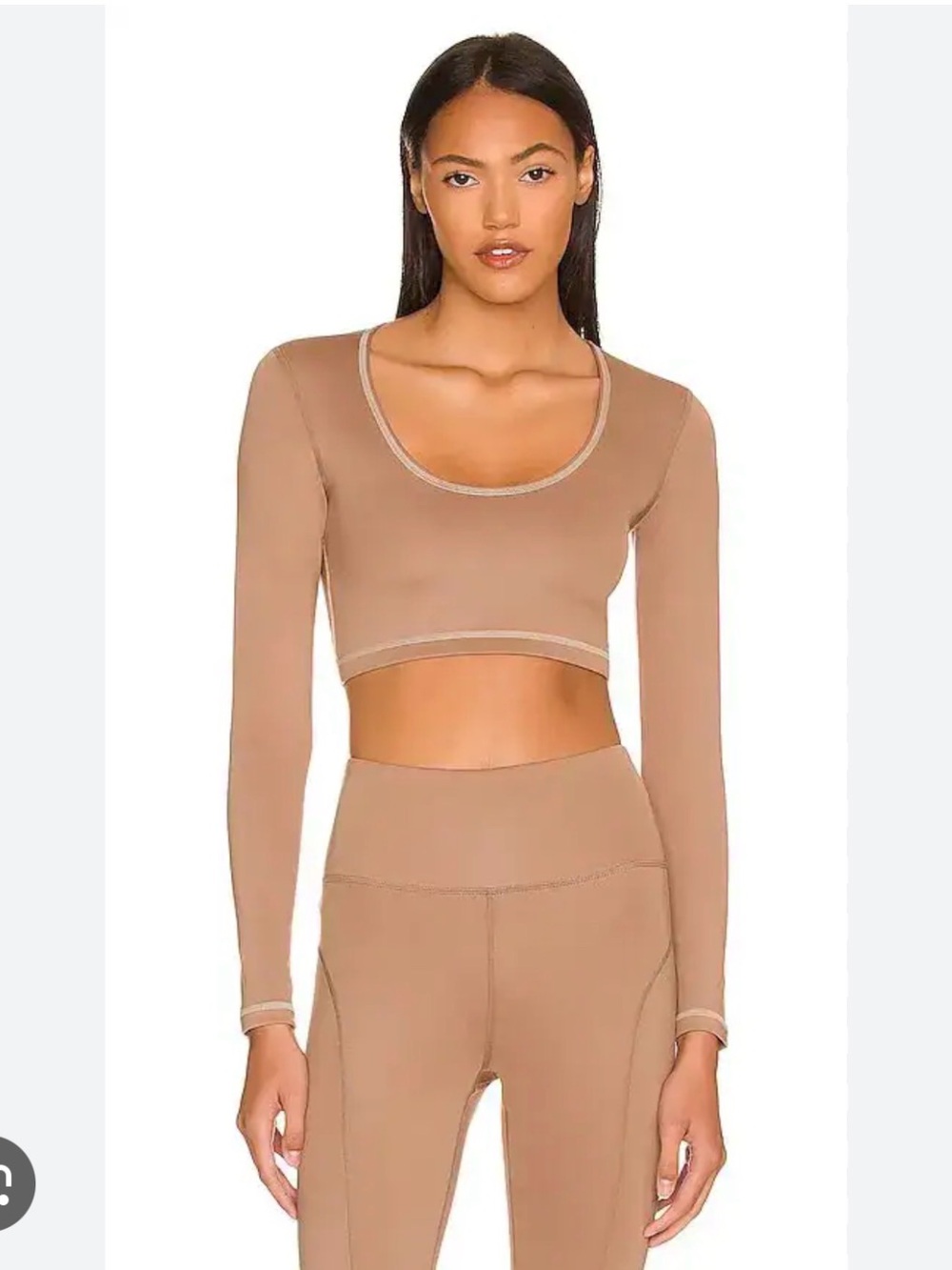 Women’s Long Sleeve Crop Top in Tan